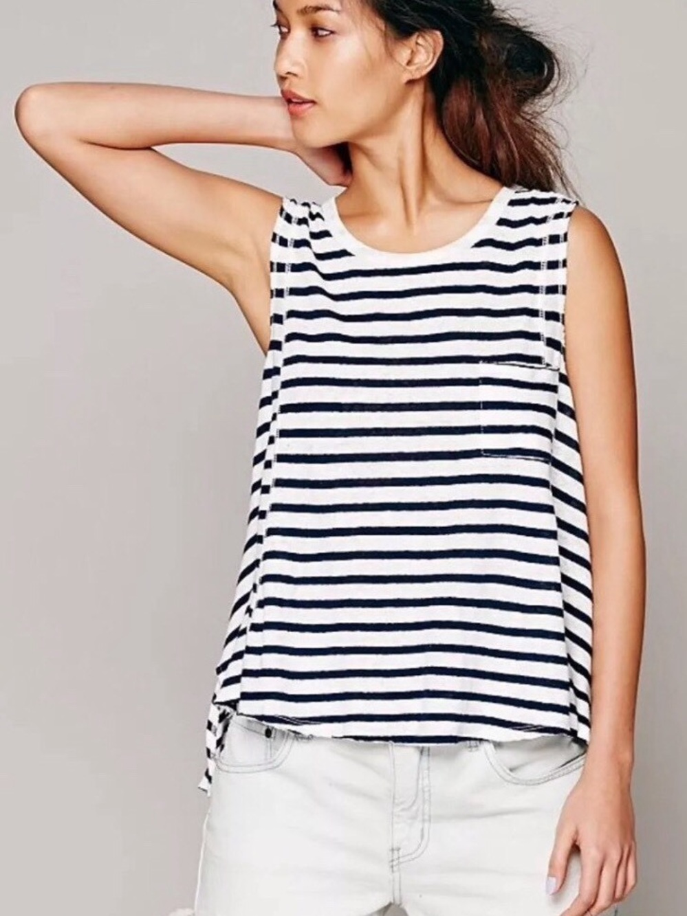 Free People Beach House Linen Blend Striped Tank top XS/S